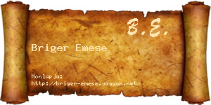 Briger Emese névjegykártya